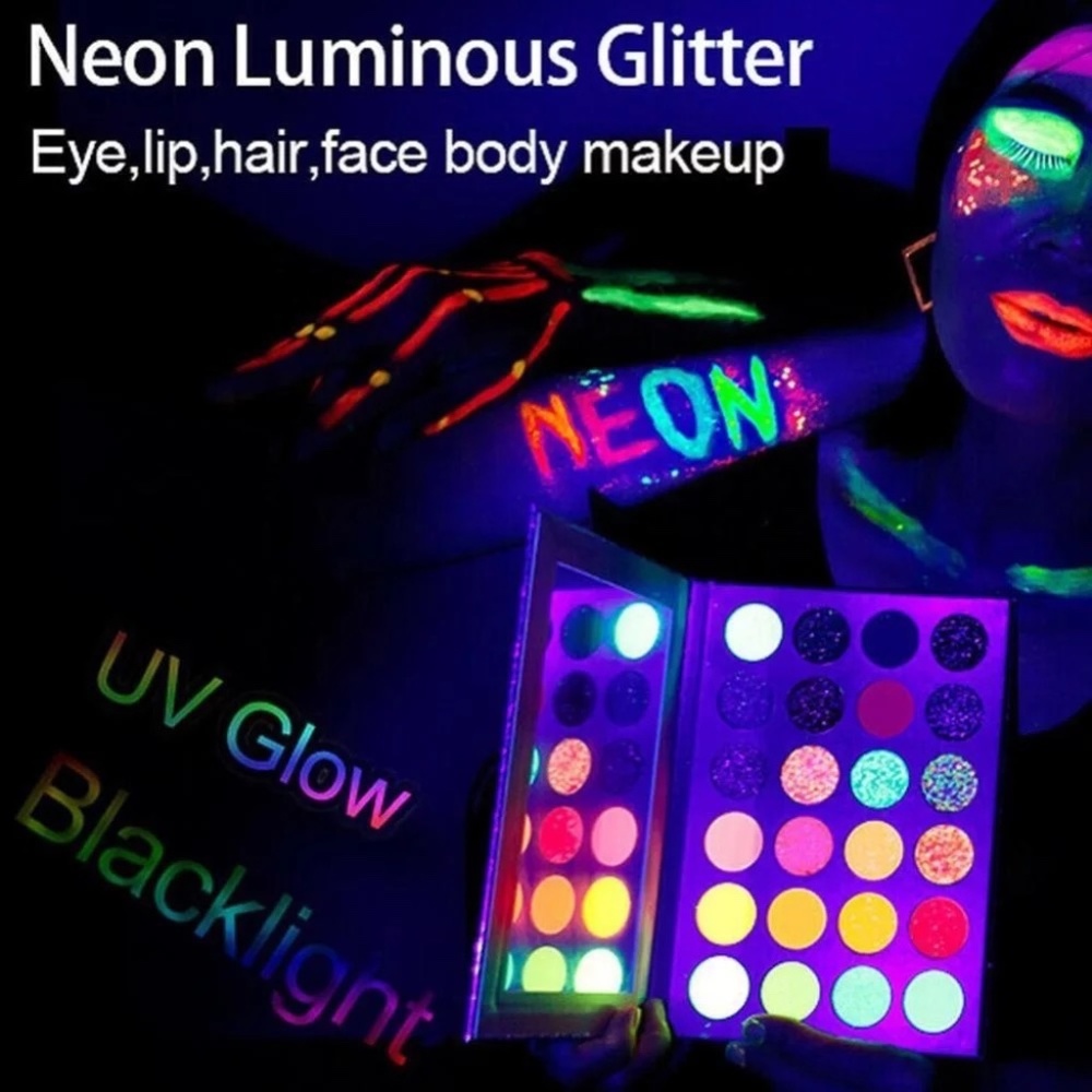 Glow in the Dark Neon Glitter Makeup